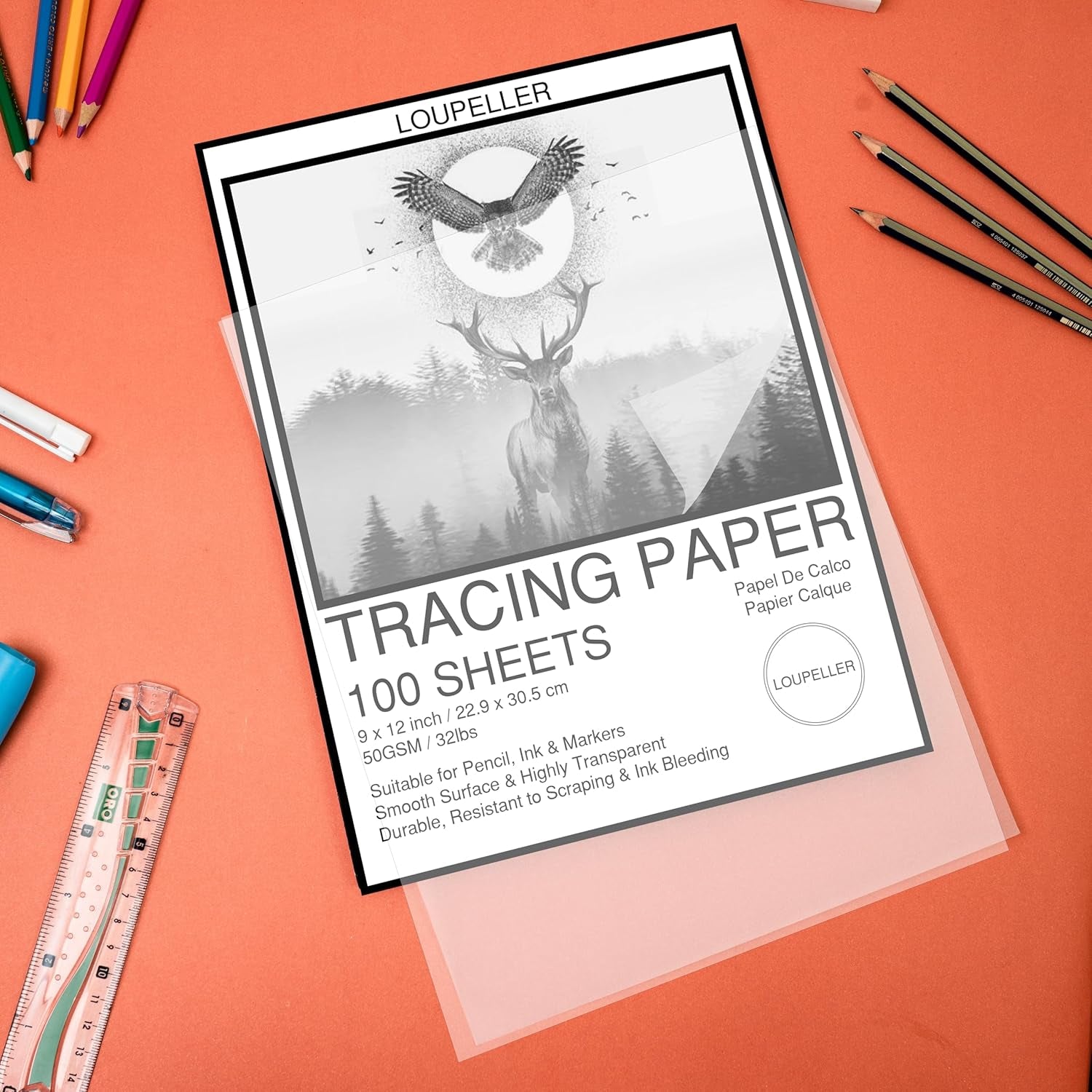 Tracing Paper for Drawing 9”X12&quot; - 100 Sheets of Tracing Paper Pad, 50Gsm Artistic Tracing Paper for Kids, Transparent Paper for Trace Images, Sketch, Drawing by