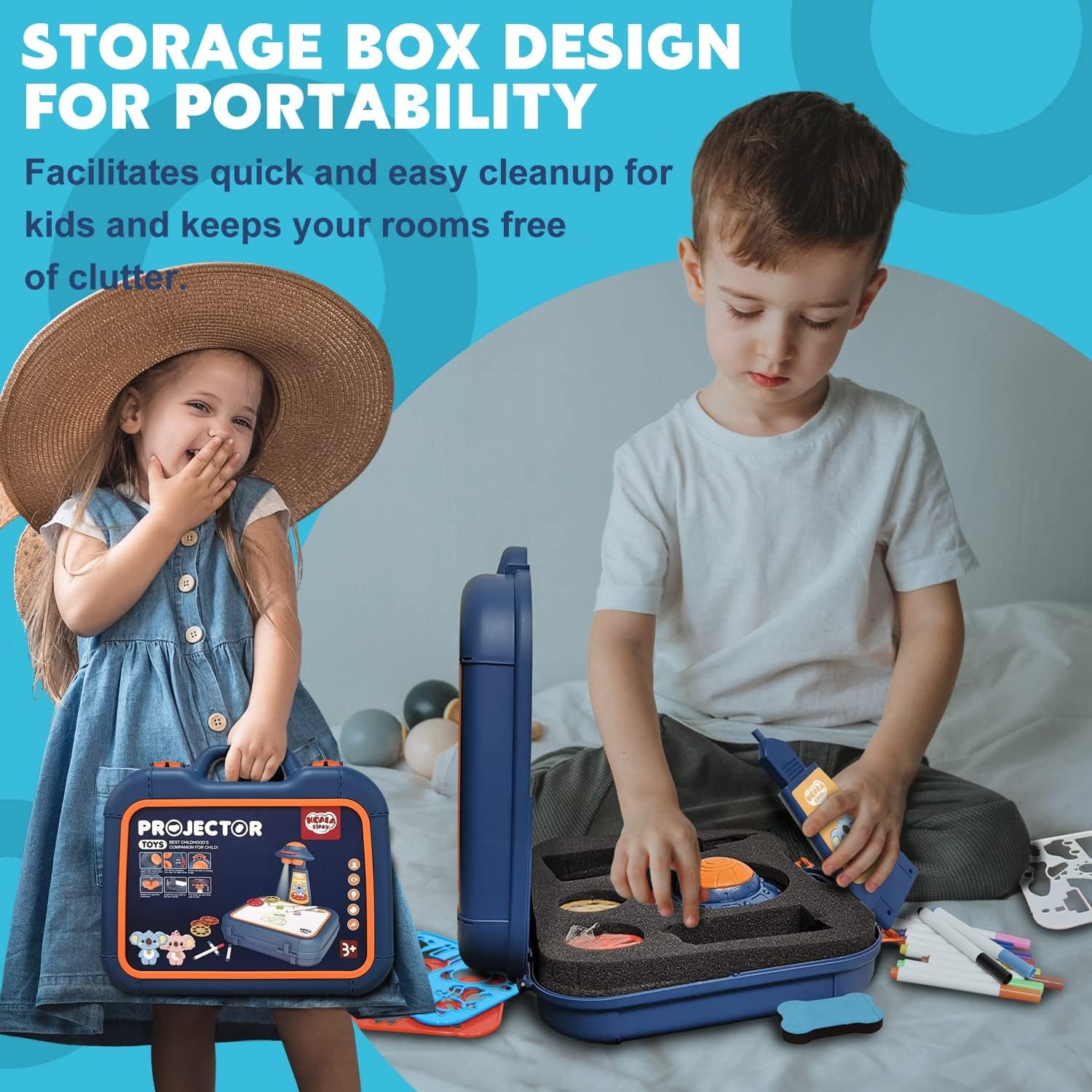 Drawing Projector for Kids, Toys for Girls 4-6, Art Sketch Projector Drawing and Tracing Include 64 Projection Image, Color Pen, Drawing Stencil, Kids Learn How to Draw Toys Set for Boys Girl Ages 3-5