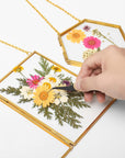 Double Glass Frame for Pressed Flowers - W/Real Dried Flowers and Tweezer for Handicrafts, Photo, or Other Small Flat Items