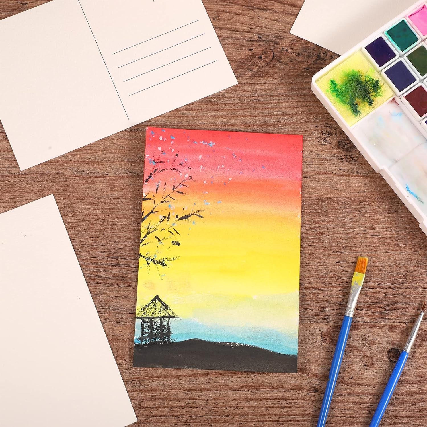 100 Pack Watercolor Postcards 4X6, 140Lb/300Gsm Watercolor Paper Blank Postcards Watercolor Cards for DIY, Mailing, Painting, Invitations, Gift Cards
