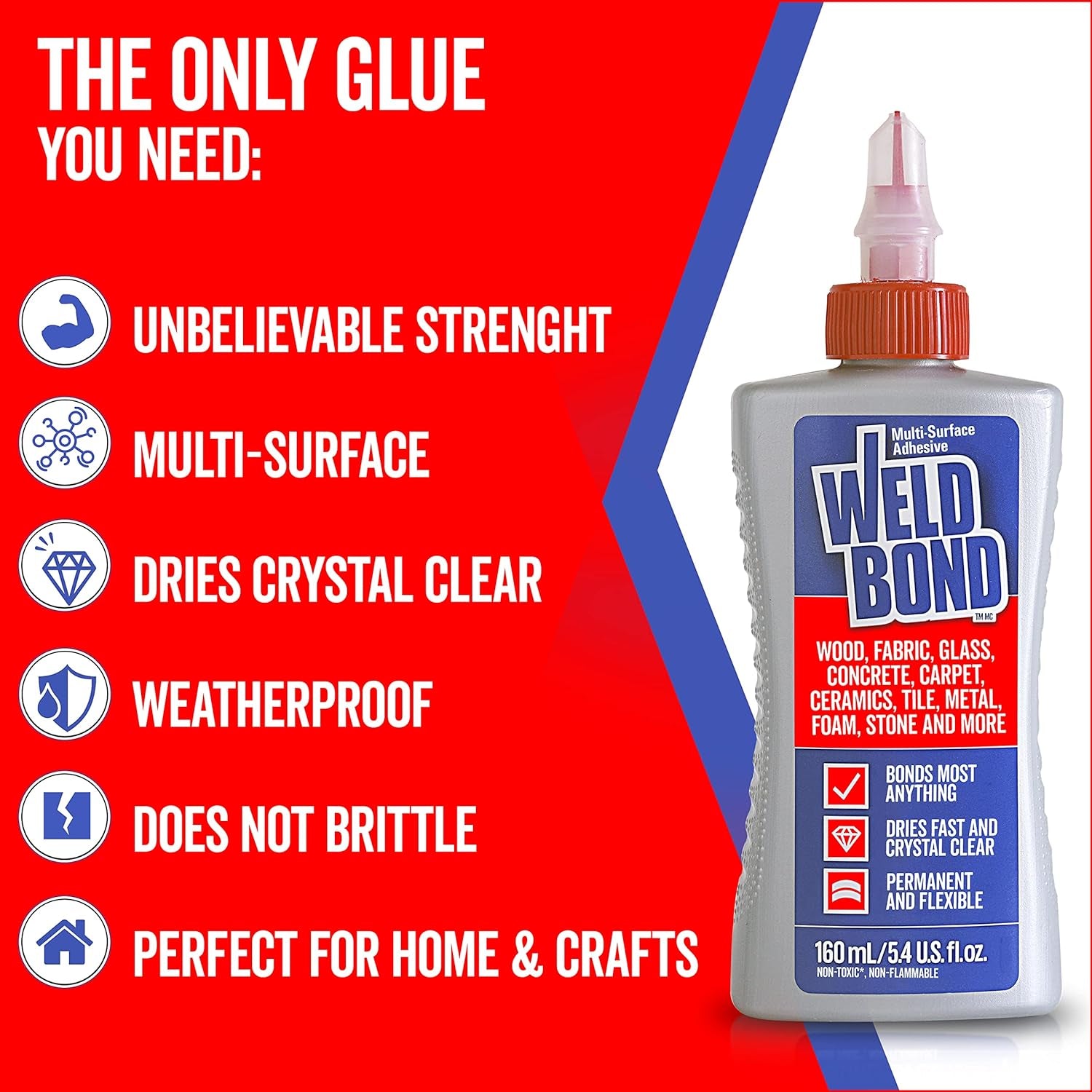 Glue - Bonds Most Anything! 3L /101 Oz Non-Toxic Adhesive Glue for Wood Tile Glass Craft Foam Fabric Stone Cement & Concrete & Any Other Porous Surfaces. No Fume Non-Flammable PVA Glue Gallon