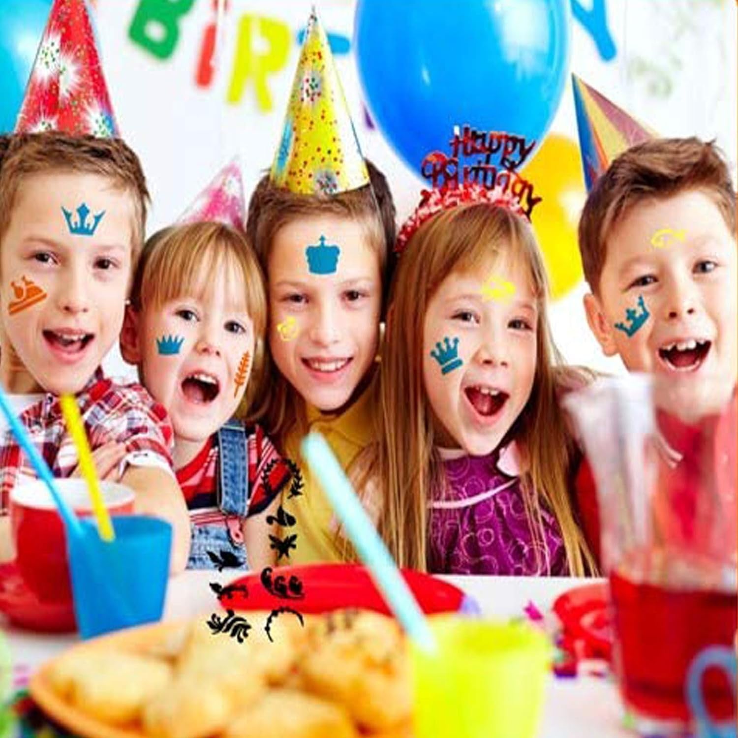 Face Painting Stencils for Kids, 200 Pieces Professional Reusable Body Paint Stencils Temporary Tattoos for Girls Boys Parties Sleepovers Birthday School Carnivals Halloween Christmas