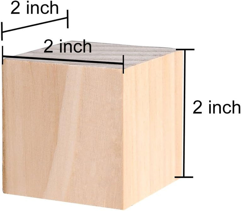 20Pcs 2 Inch Wooden Cubes Unfinished Wood Blocks for Wood Crafts, Wooden Cubes, Wood Blocks, Great for Baby Showers (20Pcs)