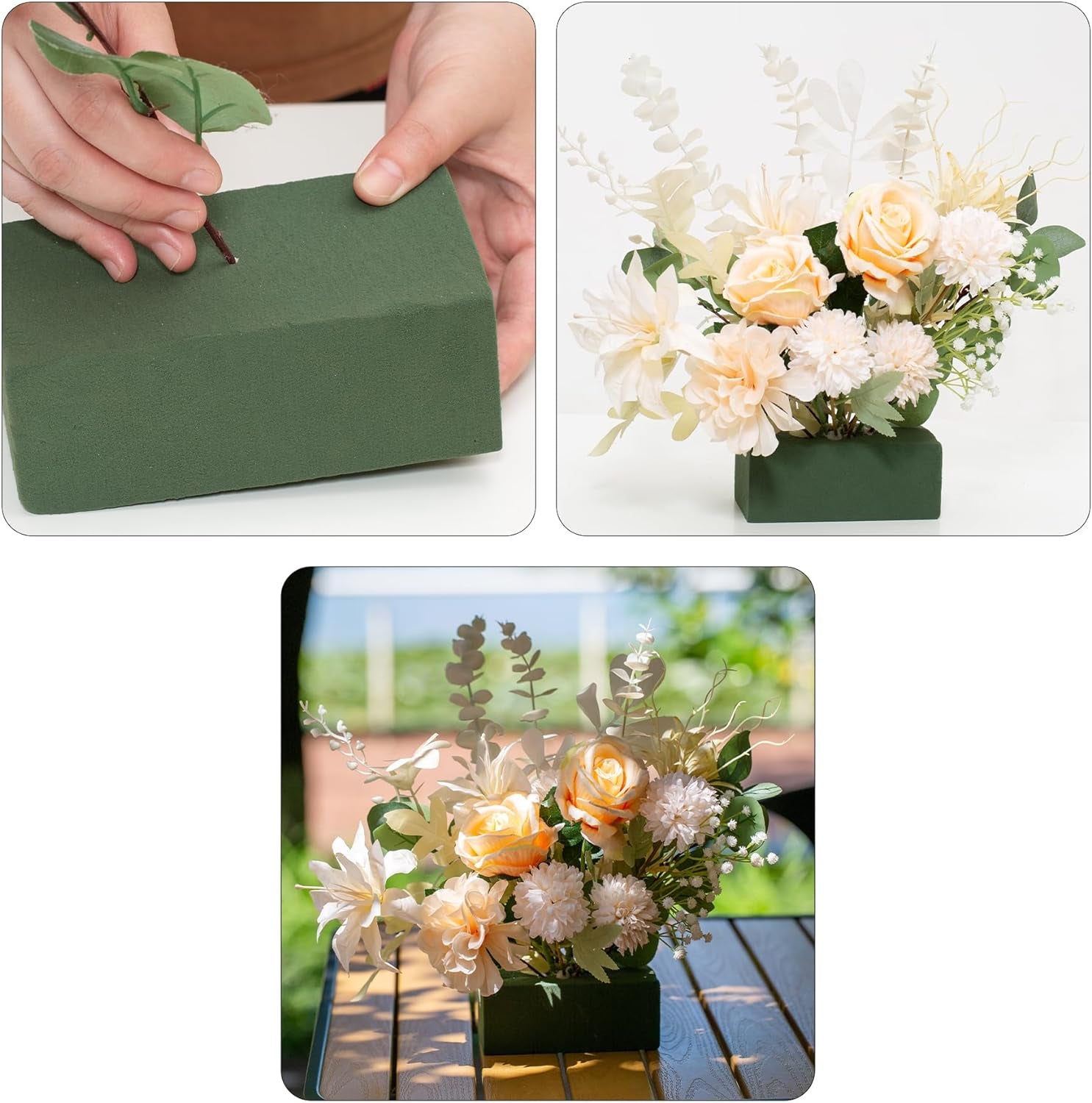 6X3X2.5 Inch Wet Floral Foam Blocks Rectangle Small Size Foam Bricks for Fresh Artificial Flower Arrangements Wedding Centerpiece Party Home Decoration Pack of 6 Green