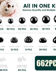 662Pcs Safety Eyes and Noses for Amigurumi,  Preimum Safety Eyes for Crochet Stuffed Animals, 5-14Mm Assorted Plastic Crochet Craft Eyes with Washers for Teddy Bear, Dolls, Plushies Toys, Black
