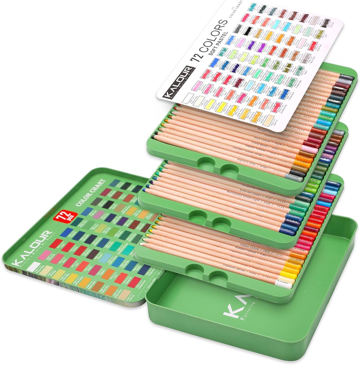 Pro Pastel Chalk Colored Pencils,Set of 72 Colors,Color Charcoal Pencils for Drawing Sketching Coloring Shading,Art Supplies for Adults Artists