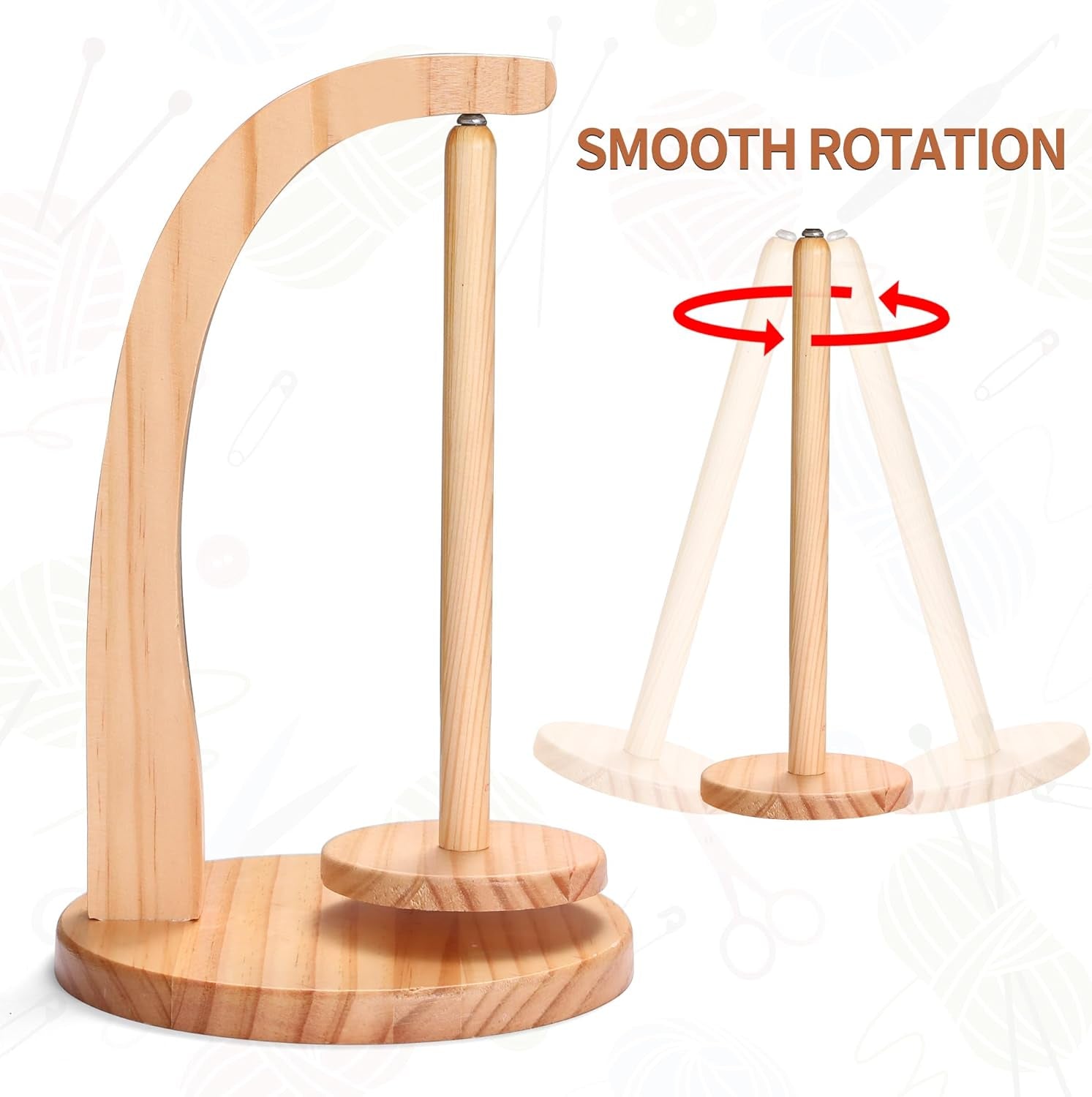 Wooden Magnetic Yarn Holder, Vertical Yarn Skein Holder with Easy Installation, Smooth Rotation, Durable Varnish Surface, Perfect Yarn Holder Spinner for Knitting and Crocheting.