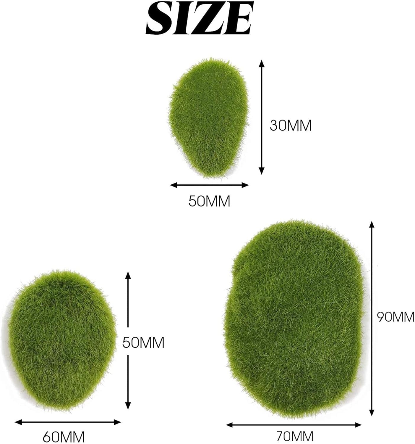30PCS Artificial Moss Rocks, 3 Size Faux Green Moss Covered Stones Green Moss Balls Decorative Fake Moss Decor for Fairy Gardens Floral Arrangements Craft