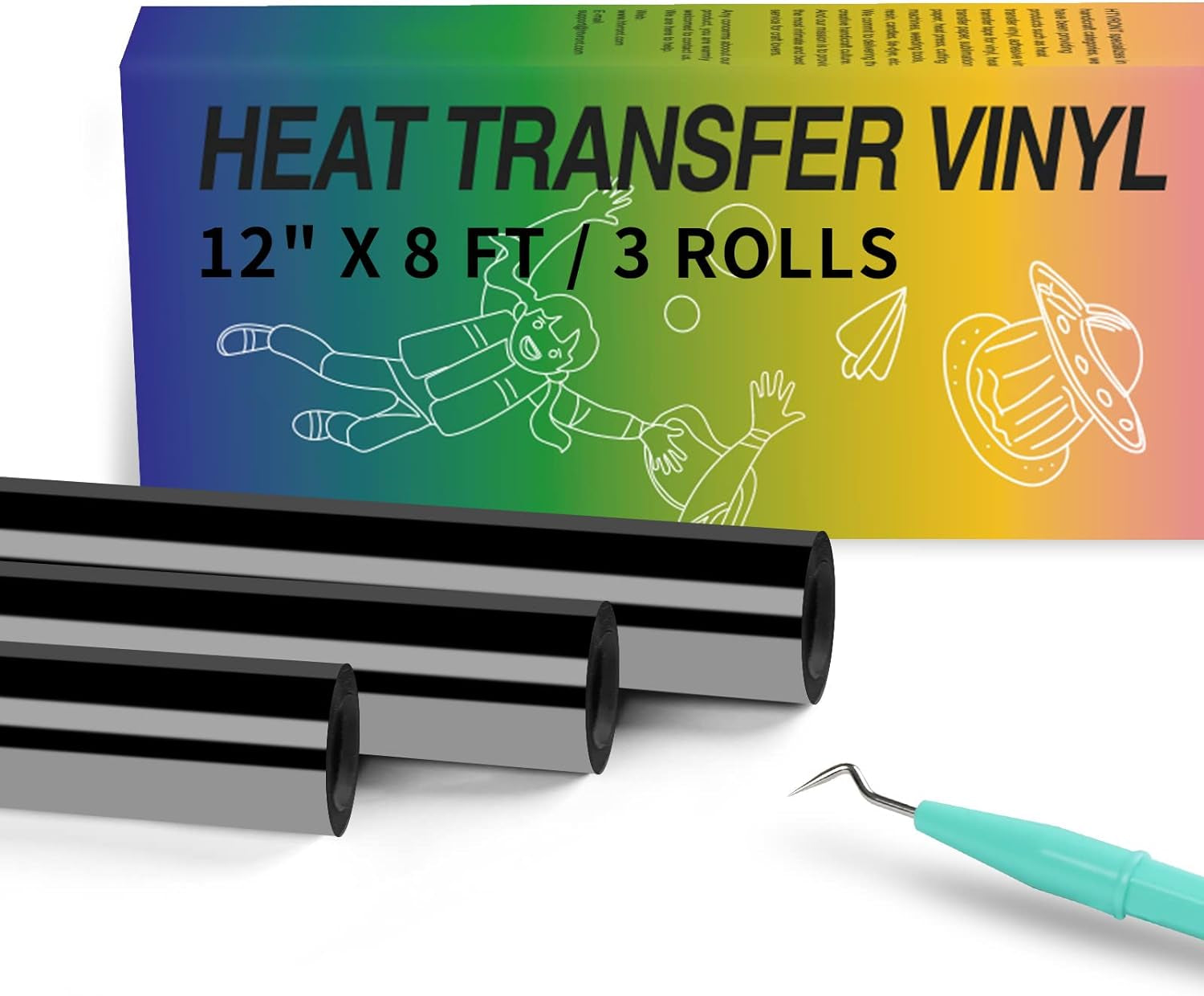 Puff Vinyl Heat Transfer - 12&quot; X 15FT White Puff Vinyl Heat Transfer for T Shirts, White Puff HTV Vinyl Heat Transfer for Cricut &amp; Cameo - Easy to Cut &amp; Weed for Heat Vinyl Design(White)