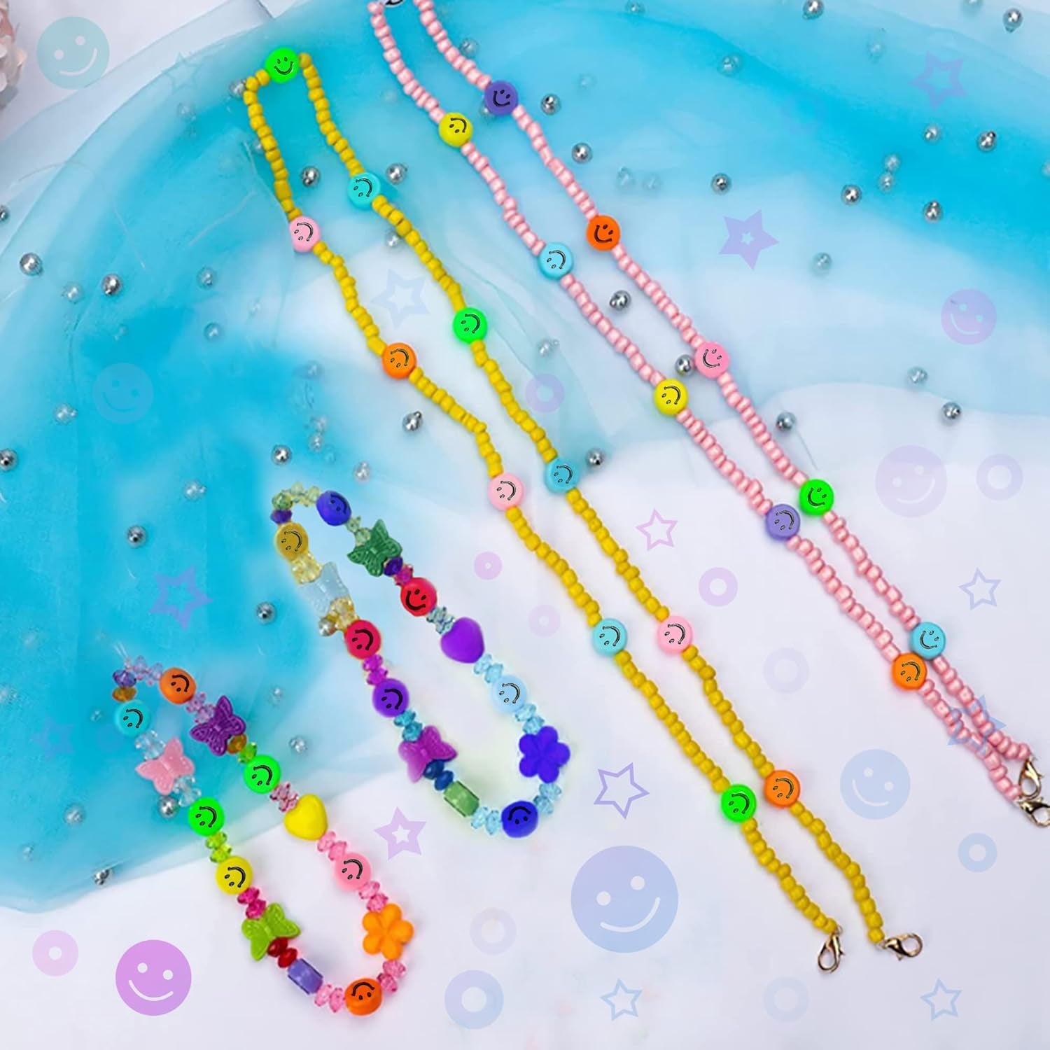 650 Pcs of Smiley Face Beads, 7X4 Mm, Big Pack | Mixed Colorful Beads, Happy Face Beads for DIY Jewelry Bracelet Earring Necklace Craft Making Supplies