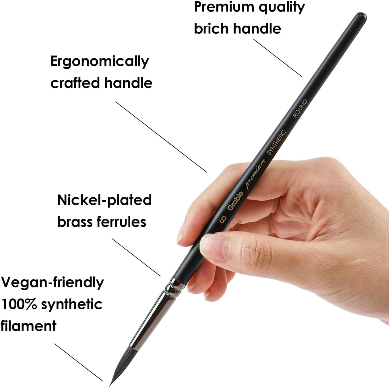 Professional Synthetic round Paint Brush Set of 5,Watercolor Paint Brushes, Art Supplies for Painting, round Pointed Tip Soft Anti-Shedding,Detail Artist Paint Brush