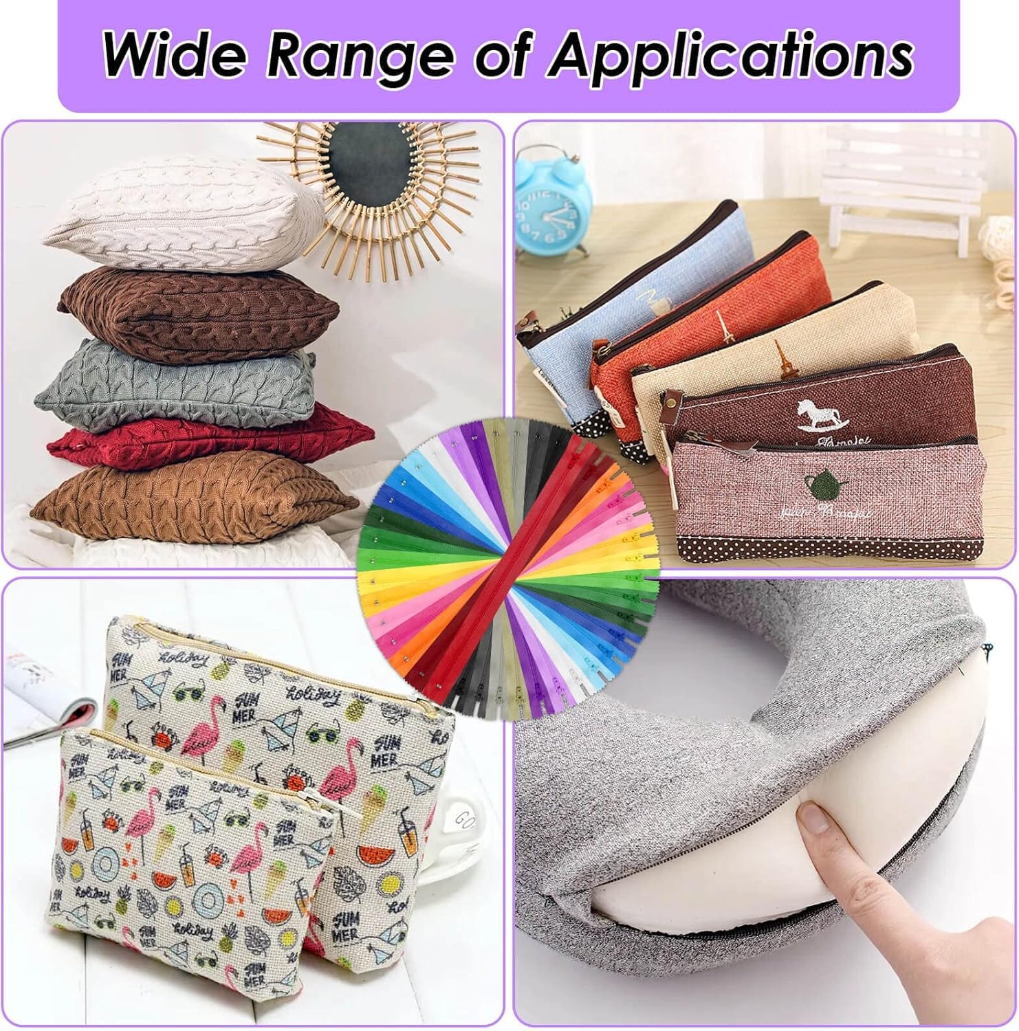 Zippers for Sewing, 120Pcs Nylon Zippers for Sewing in Assorted Lengths and Colors, Bulk Zippers for Making Bags, Pouches, Pillow Covers and Sewing Crafts Projects