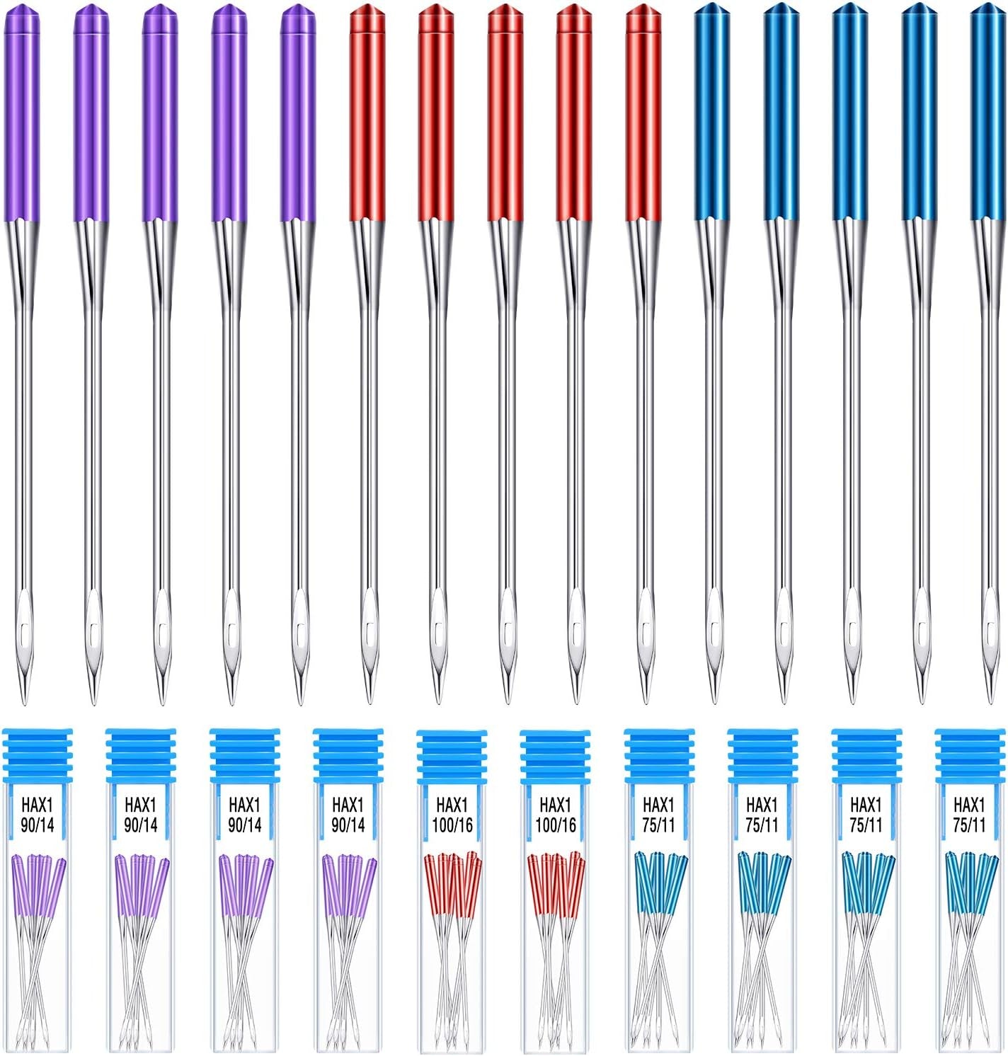 30 Pieces Sewing Machine Needles Universal Regular Point Machine Needles for Home Sewing Machine Compatible with Singer, Brother and Old Sewing Machine