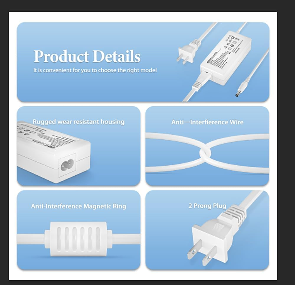 Power Cord for Circut Explore Air 2 Power Cord/Circut Maker/Circut Expression 2/Circut Create/Circut Cake Mini/Explore/Explore Air/Explore One Replacement for Cricut Power Cord