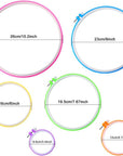 6 Pieces Embroidery Hoops and 15 Needles, Plastic Circle Cross Stitch Hoop Ring Embroidery Circle Set, 3.4 Inch to 10.4 Inch (Multicolor)
