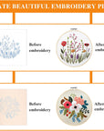 4 Pack Flower Embroidery Kit for Beginners with Pattern and Instructions, Cross Stitch Kits Include 2 Wooden Embroidery Hoops Color Threads Needlepoint Kit for Adults