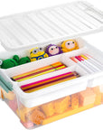 Plastic Storage Box with Removable Tray Caddy, Clear Art Supply Craft Organizers and Storage Bin, Playroom Container Organizer with Lid for Lego, Bead, Crayon, Tool, Sewing, Playdoh, Toy