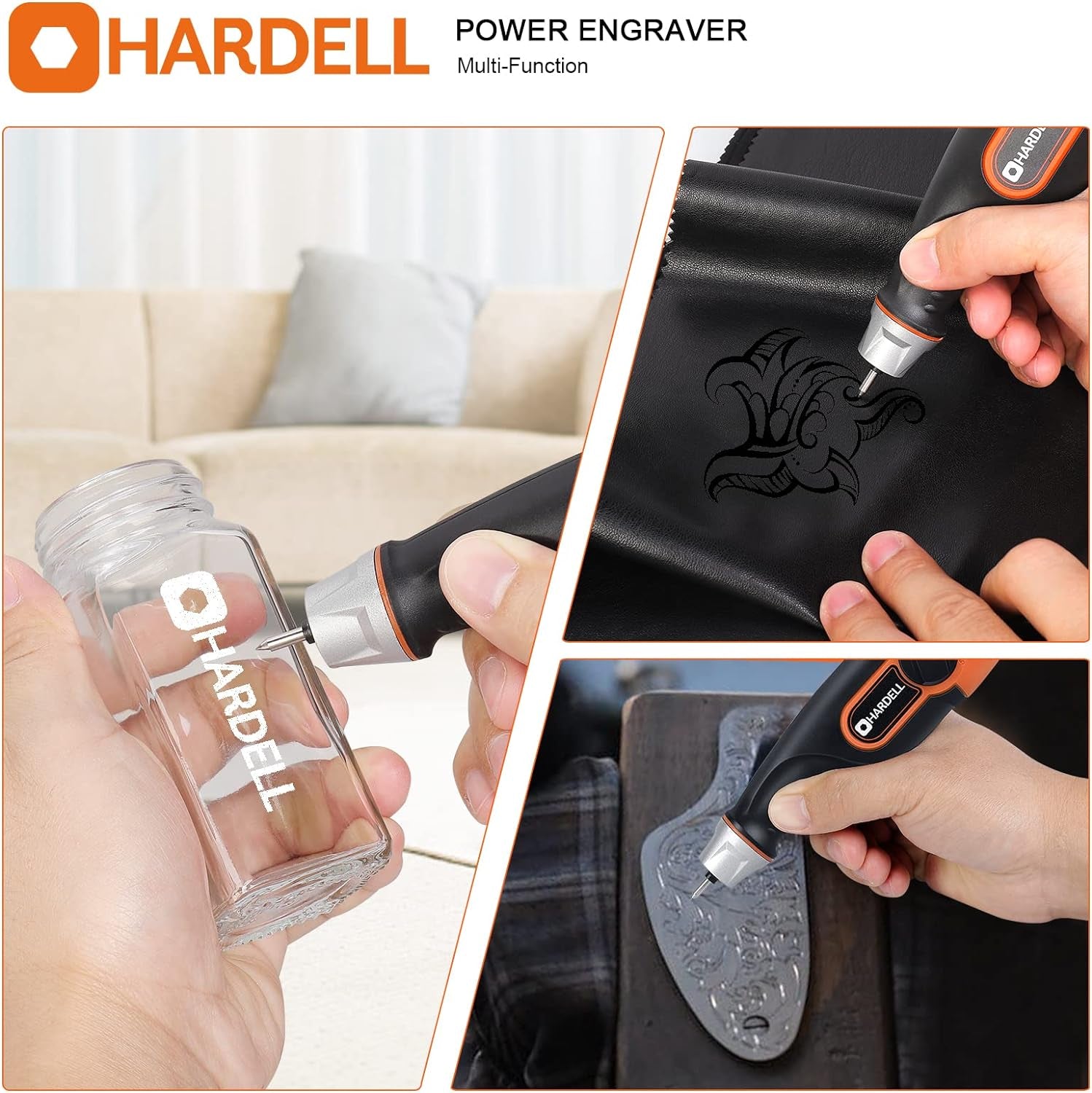 24W Engraver Pen, 5 Speed Engraving Tool with Letter/Number Stencil, Soft Handle Engraver Tool with Tungsten Carbide Steel Bits for Metal, Stone, Wood, Leather, Glass, PVC Pipe, DIY Crafts