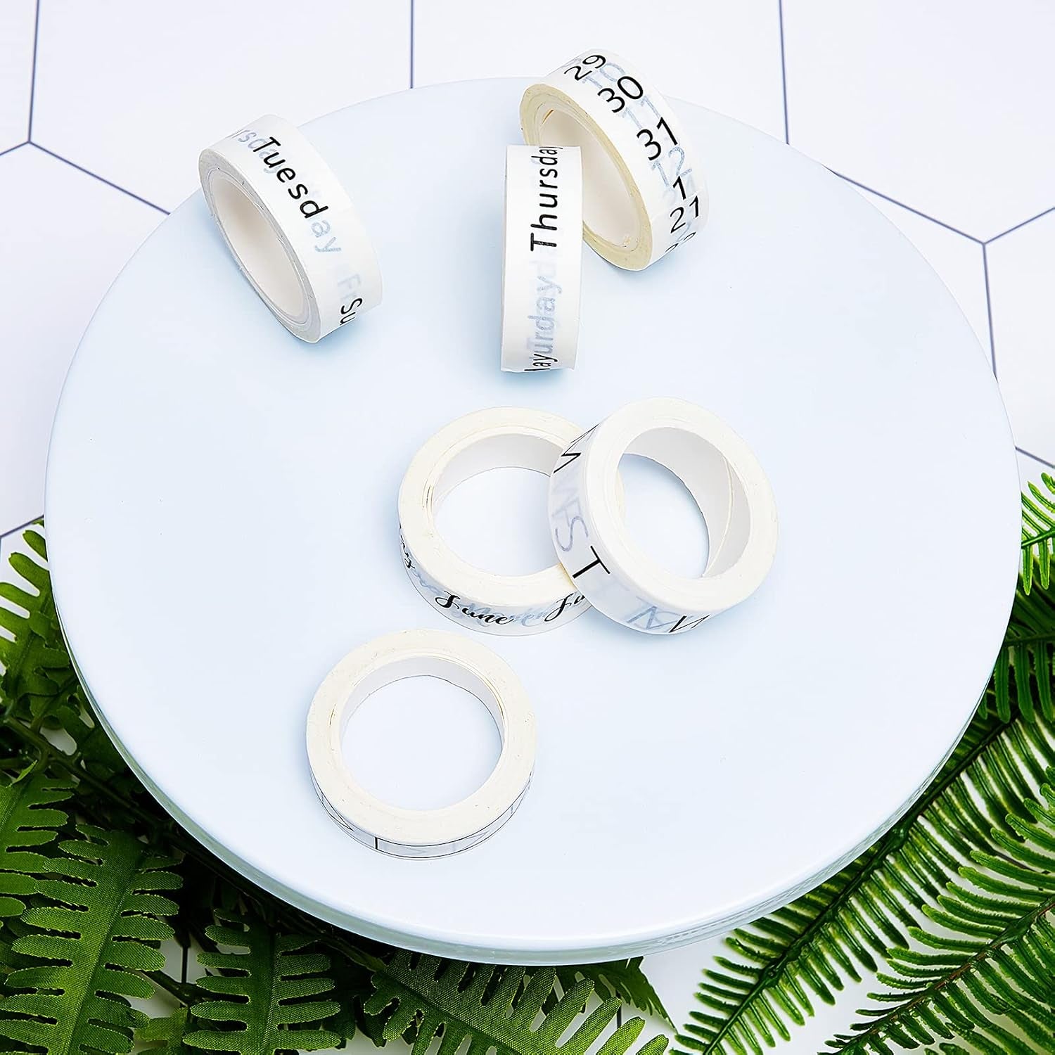 9 Rolls Calendar Washi Tape Set Date Day Week Month Number Calendar Washi Masking Tape Decorative Patterned Marking Tape for Arts Crafts Journal Planner