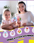 6 Sets Cross Stitch Kits for Kids Embroidery Kit for Beginners Embroidery Stitches Practice Kit Beginner Embroidery Kit Starters Cross Stitch Kits Stamped Needlepoint Kits for Beginners