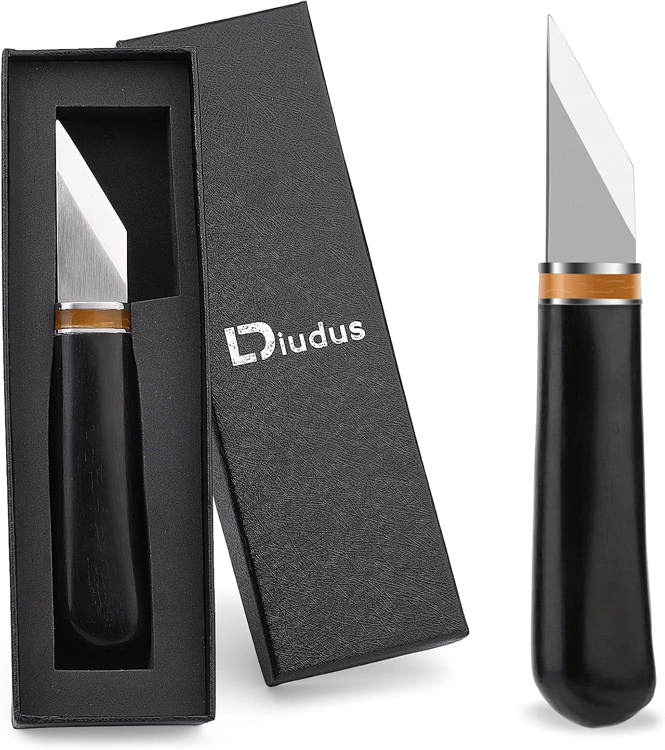 Leather Skiving Knife, Leather Cutting Knife with Wooden Handle, Leather Skiver - Pointed Skiving Knife for Leather Work, Knife Cutting Leather with Exquisite Package for DIY Leathercraft