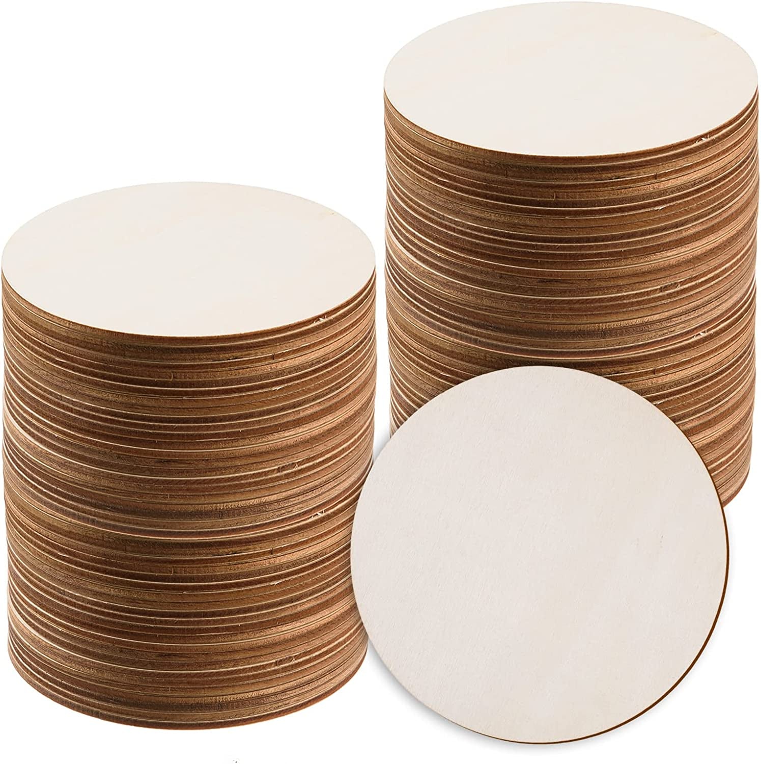 60 Pcs 6 Inch Wood Circles for Crafts Unfinished Wood Circles Wood Rounds Natural round Wooden Disc Cutouts Blank Wood Circle Slices for DIY Crafts, Coaster, Painting, Engraving, Home Decor