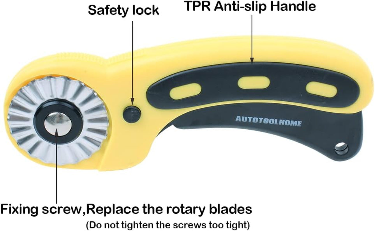 45Mm Rotary Cutter Set with 9 Pack Replacement Rotary Blades Skip Rotary Blades Pinking Rotary Blades for Sewing Fabric Leather Quilting Cutter Paper Perforating Tool