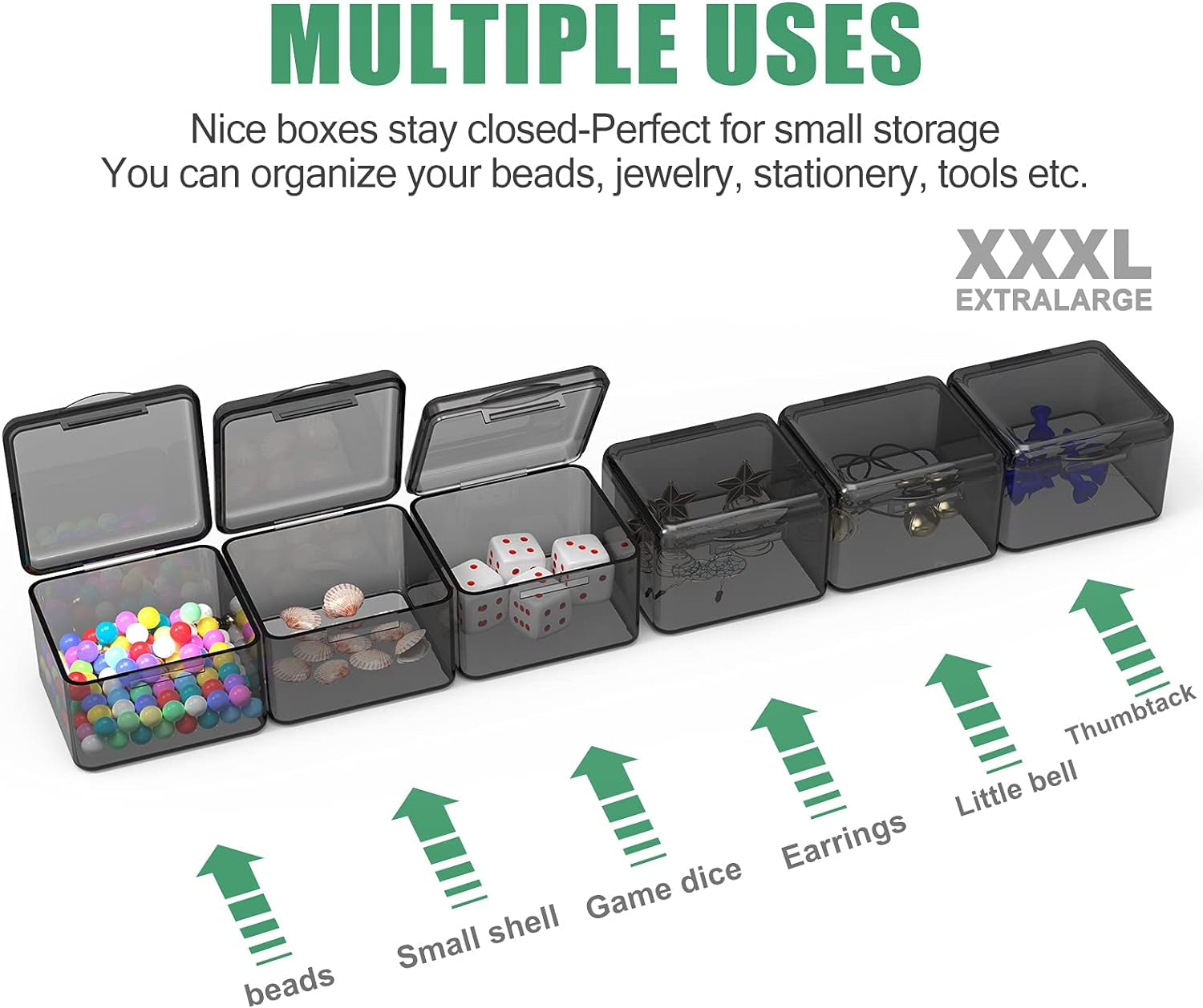 30 Packs Plastic Stackable Organizer Container with Lids, Mini Containers for Beads, Glitter, Slime, Paint or Seed Storage - Black (Black)