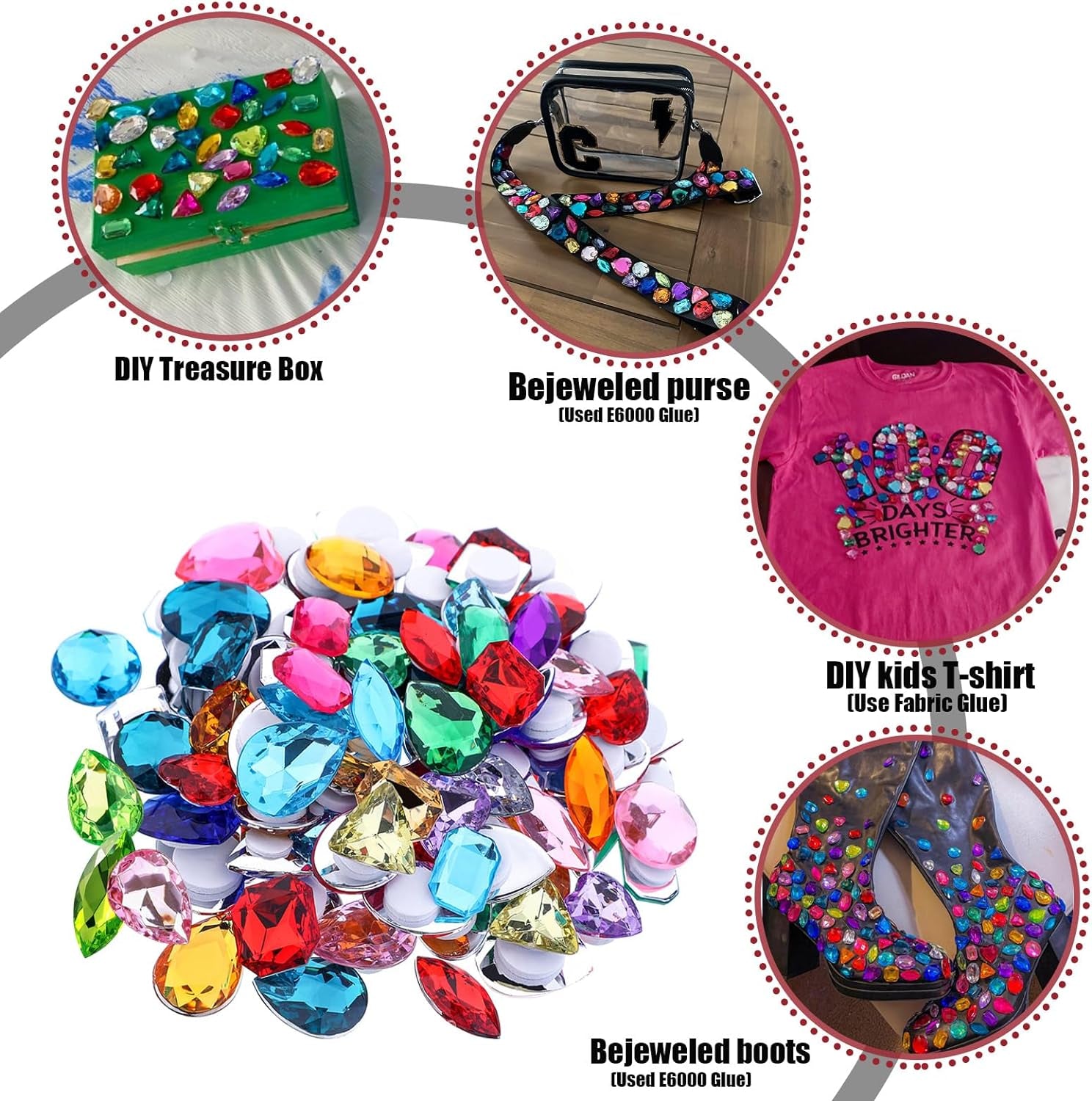 Self Adhesive Craft Jewels Jumbo Bling Crystal Gem Stickers Assorted Shapes Colors Rhinestone Stickers for Arts & Crafts Projects Pack of 110 …