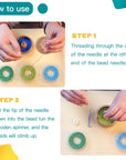 Clay Bead Spinner,Seed Beads Kit with 3 Pcs Quick Changed Trays,Beading Needles for Jewelry Making (Wooden)