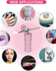 Airbrush Kit with Air Compressor, Upgraded 7.4V 34PSI Air Brush Gun Rechargeable Portable Cordless Air Brush Painting with 0.4Mm Nozzle for Painting, Nail Art, Tattoo (Pink)