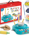 Pottery Studio Refill Kit - 2 Lbs. of Natural Air-Dry Pottery Clay, 6 Paint Pots and Paintbrush, Clay Making Kit for Kids