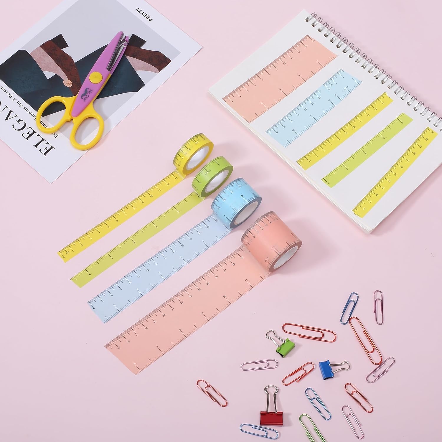 - Ruler Washi Tape, 4 Pack, Assorted Sizes, Ruler Tape, Tape Ruler, Tape Measure Masking Tape, Washi Tape Set, Decorative Tape, Washi Tape, Scrapbook Tape