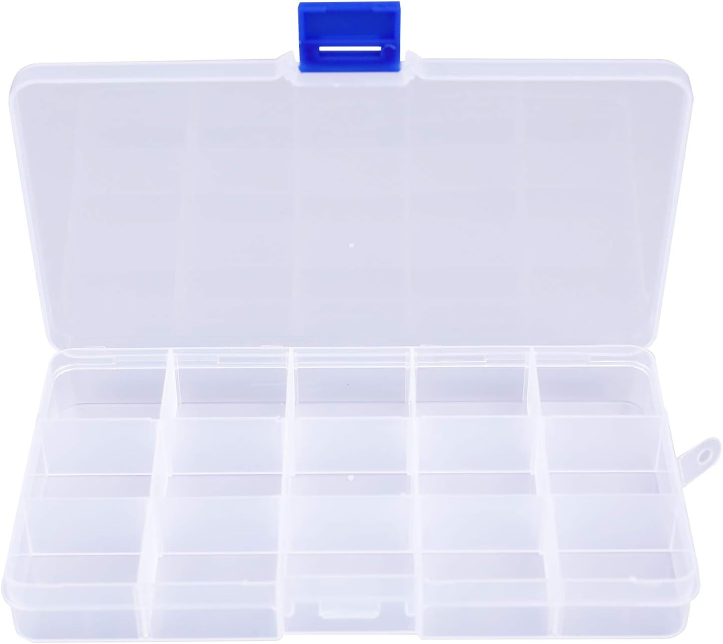 15 Pack Plastic Jewelry Box - 15 Grid Organizer Storage Box with Adjustable Dividers Plastic Compartment Container for Bead Jewelry Craft Tackles