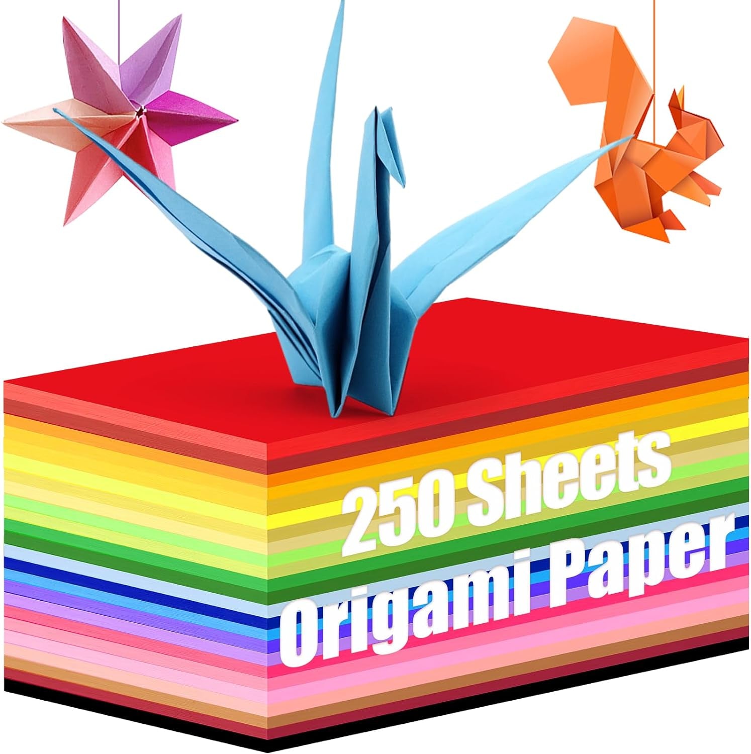 250 Sheets Oragami Paper Bulk, Double Sided Craft Paper 6 X 6 Inch Square Paper Oragami Paper for Beginners Arts and Crafts 25 Colors
