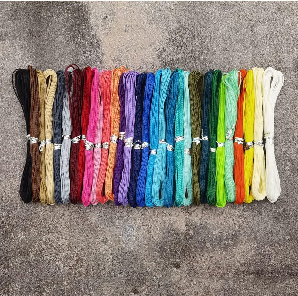 30 Colors Waxed Polyester Twine Cord 1Mm Macrame Bracelet Thread Artisan String for Jewelry Making with 200 Metal Beads, 10M Each Color