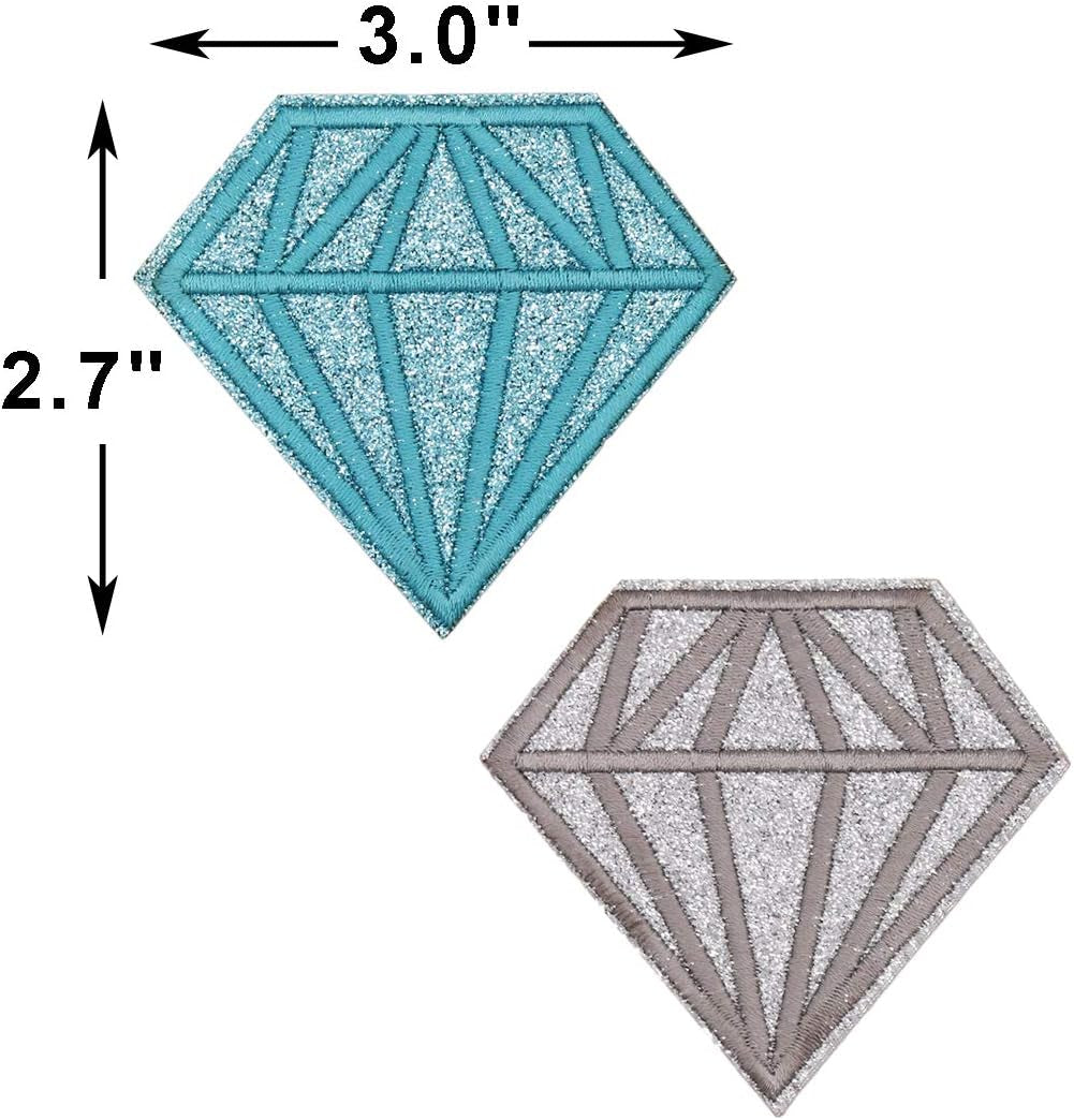 18Pcs Shiny Glitter Diamond Shape Iron on Patches Embroidered Motif Applique Decoration Sew on Patches Custom Patches for DIY Jeans, Jacket,Kid'S Clothing, Bag, Caps, Arts Craft Sew Making (Diamond)
