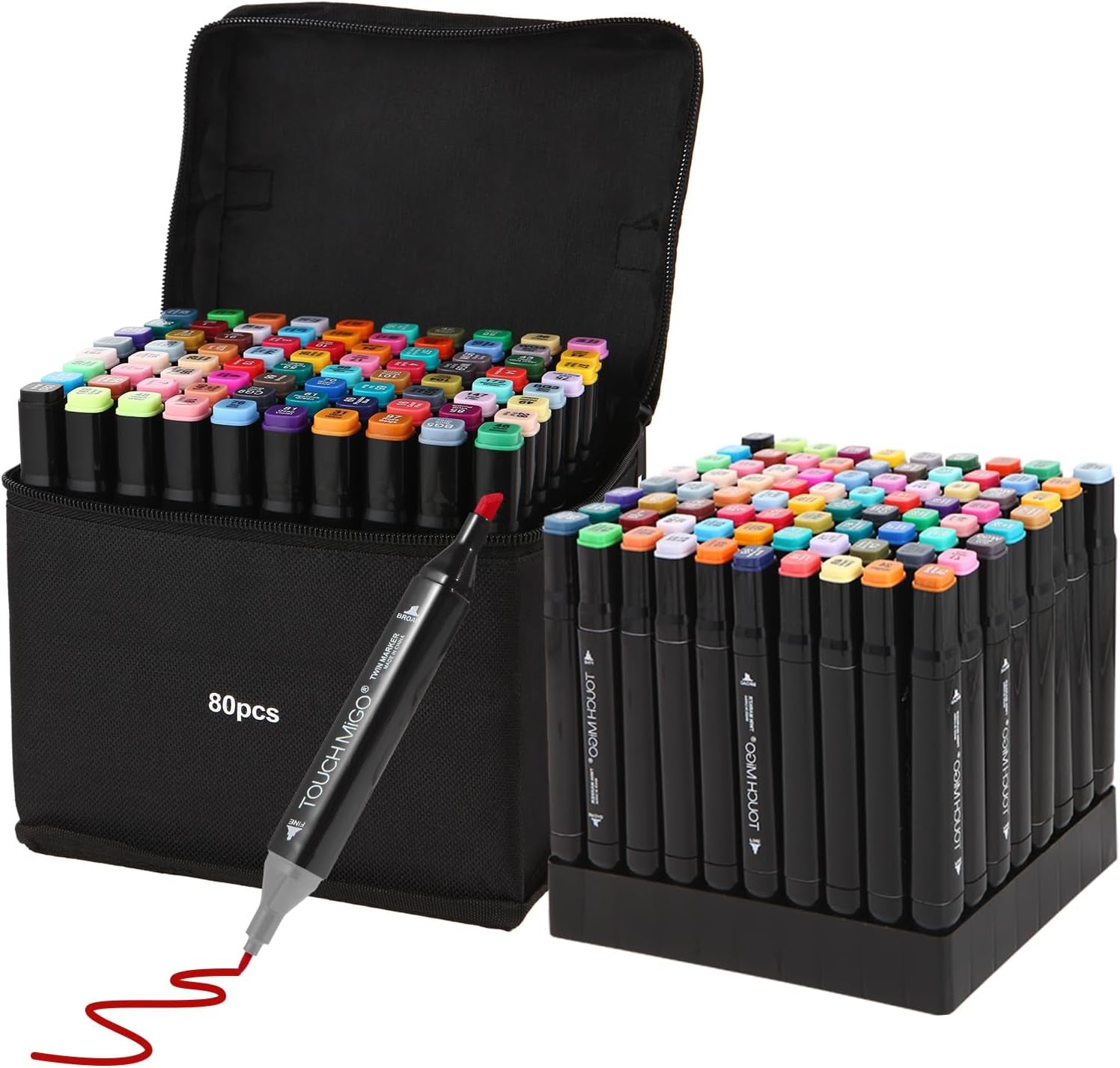 80 Colors Art Markers Pens, Dual Tips Alcohol Markers Set with Base, Permanent Sketch Markers Set for Kids Adults Painting, Coloring, Illustrations,Sketching.