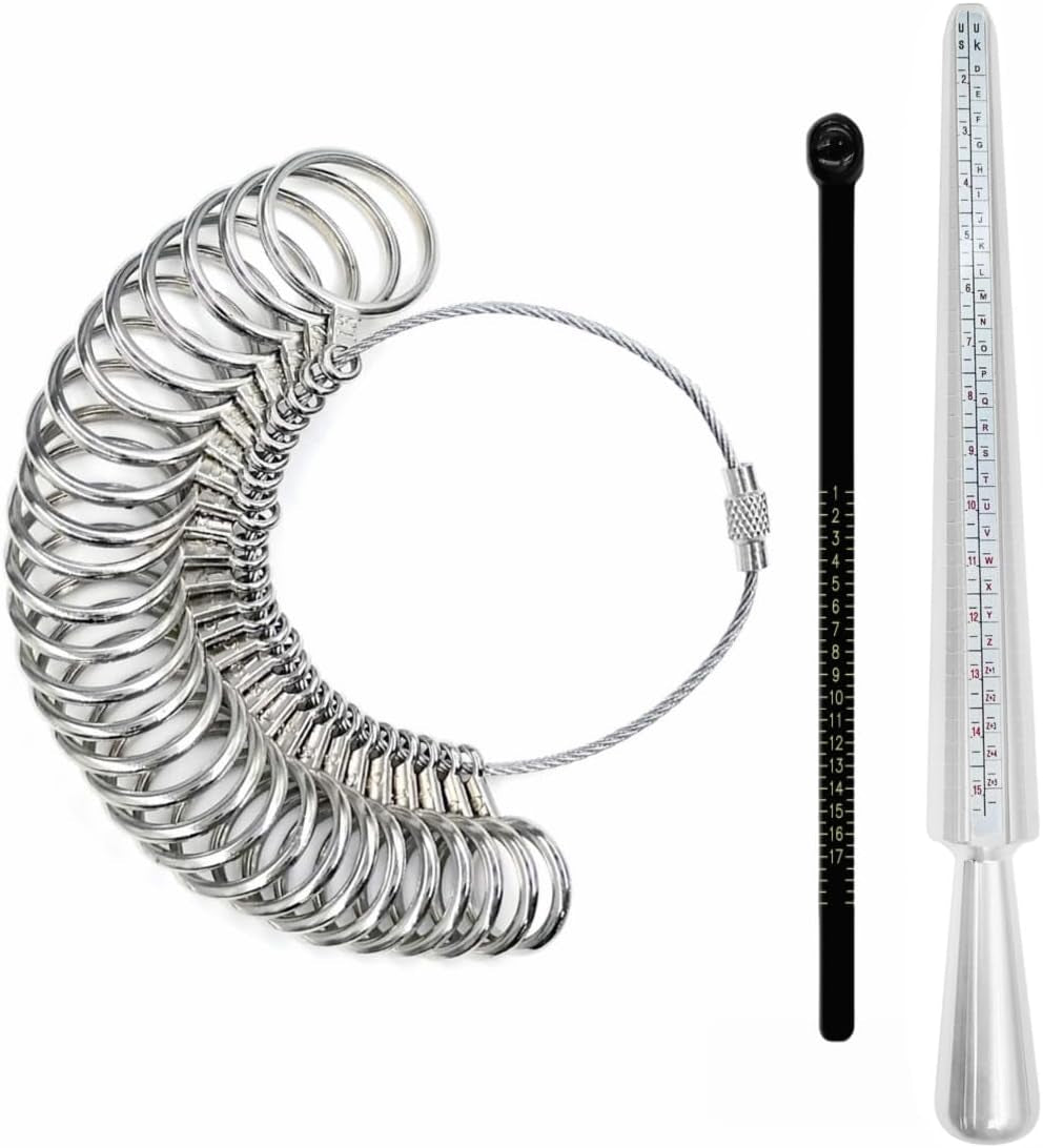 Ring Sizer, 3Pcs Reusable Ring Sizer Measuring Tool, USA Ring Measurer and Ring Sizer, Ring Sizing Kit for Jewelry Making, Suitable for Women and Man