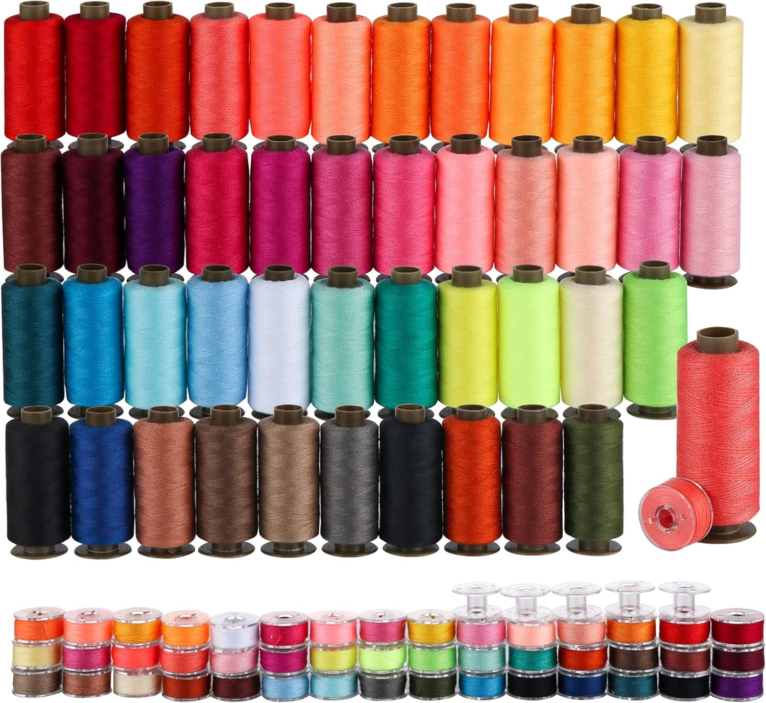 95Pcs Bobbins Sewing Thread Kits, 400 Yards per Sewing Thread Polyester Spools with Case 45 Colors Sewing Supplies, Prewound Bobbin for Brother Singer Janome Hand &amp; Machine Sewing