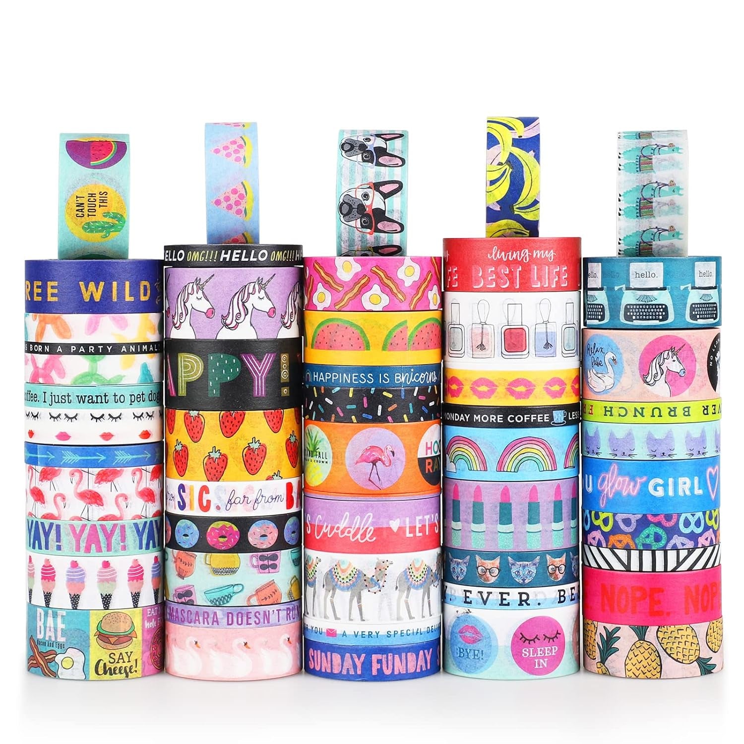 50 Rolls Washi Tape Set, Decorative Adhesive Tape for Scrapbook, Arts &amp; Crafts, Journals, and Planners, Each Rolls 5Yd Total 250Yd (Pink)