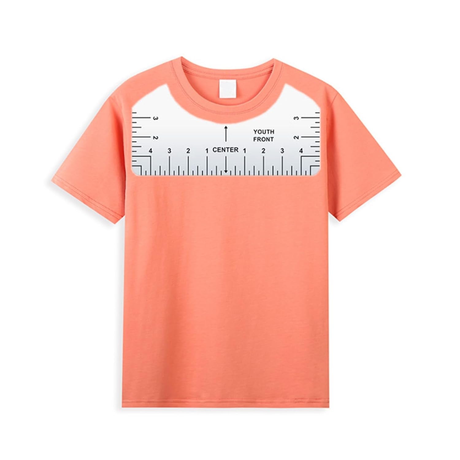 9Pcs Tshirt Ruler Guide to Center Vinyl, Transparent V-Neck/Round PVC Ruler for Alignment, Heat Press, Children Youth Adult