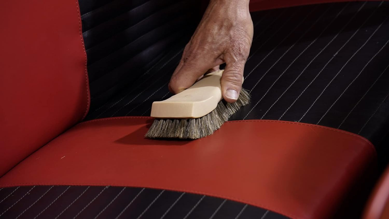 303 Upholstery Brush - Horse Hair Bristles - Tough on Stubborn Stains, Gentle on Delicate Fabrics - Contoured, Ergonomic Design - Leather Seats, Carpets, Fabric, Upholstery, and More - (39019)