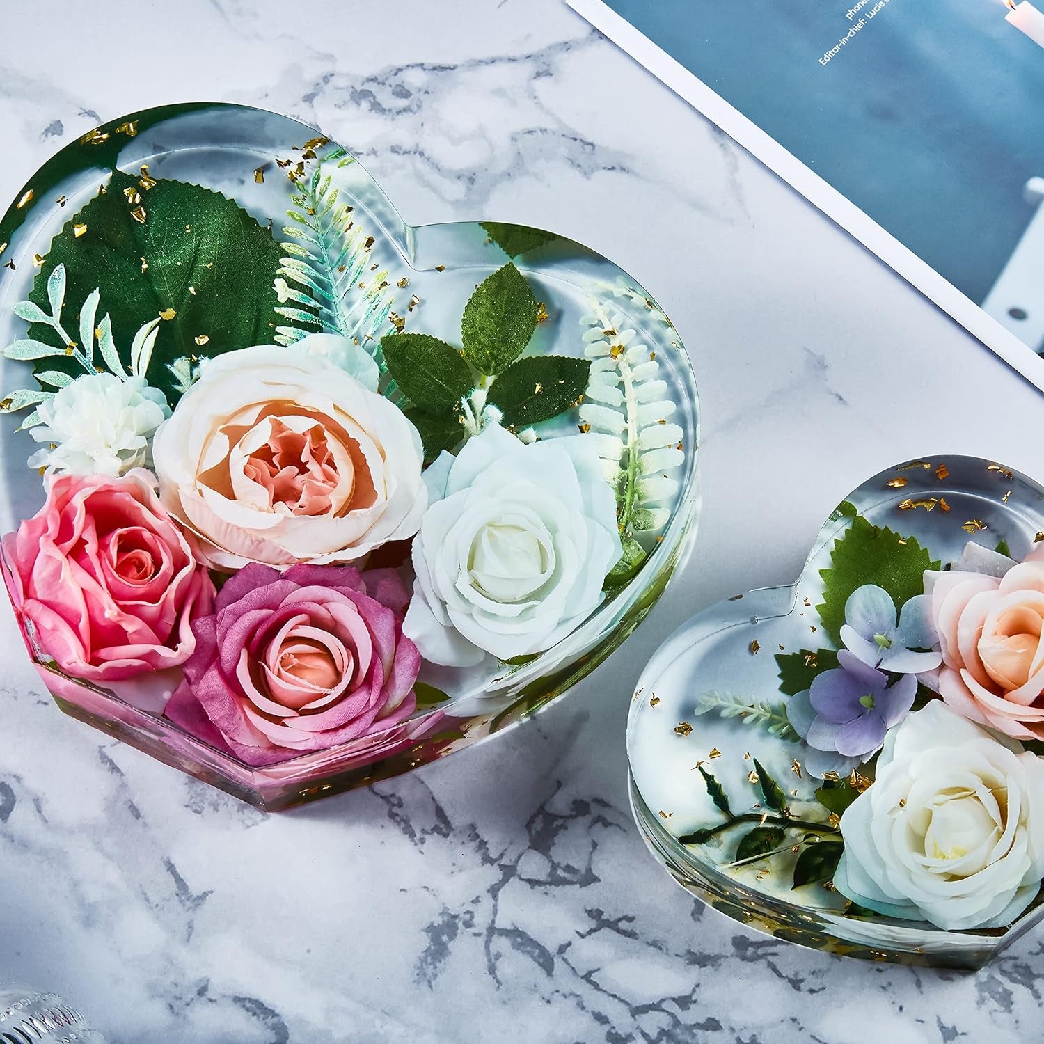 2Pcs 10 Inch Large Heart Shape Resin Molds, Silicone Molds for Flower Preservation, Deep Epoxy Resin Molds for Resin Art Casting, DIY Wedding, Valentine, Anniversary, Home Decor Gift