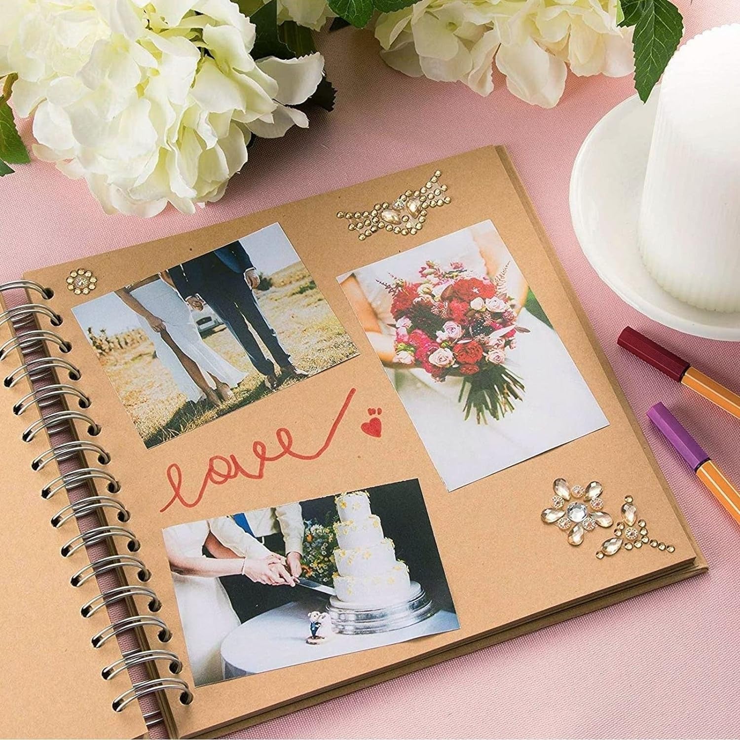 80 Pages Hardcover Kraft Scrapbook Albums, Multi-Purpose Brown Paper Notebook for Arts and Crafts, Blank Page Journal for Scrapbooking, Crafting, Creating Artworks and Journaling (8X8 Inches)