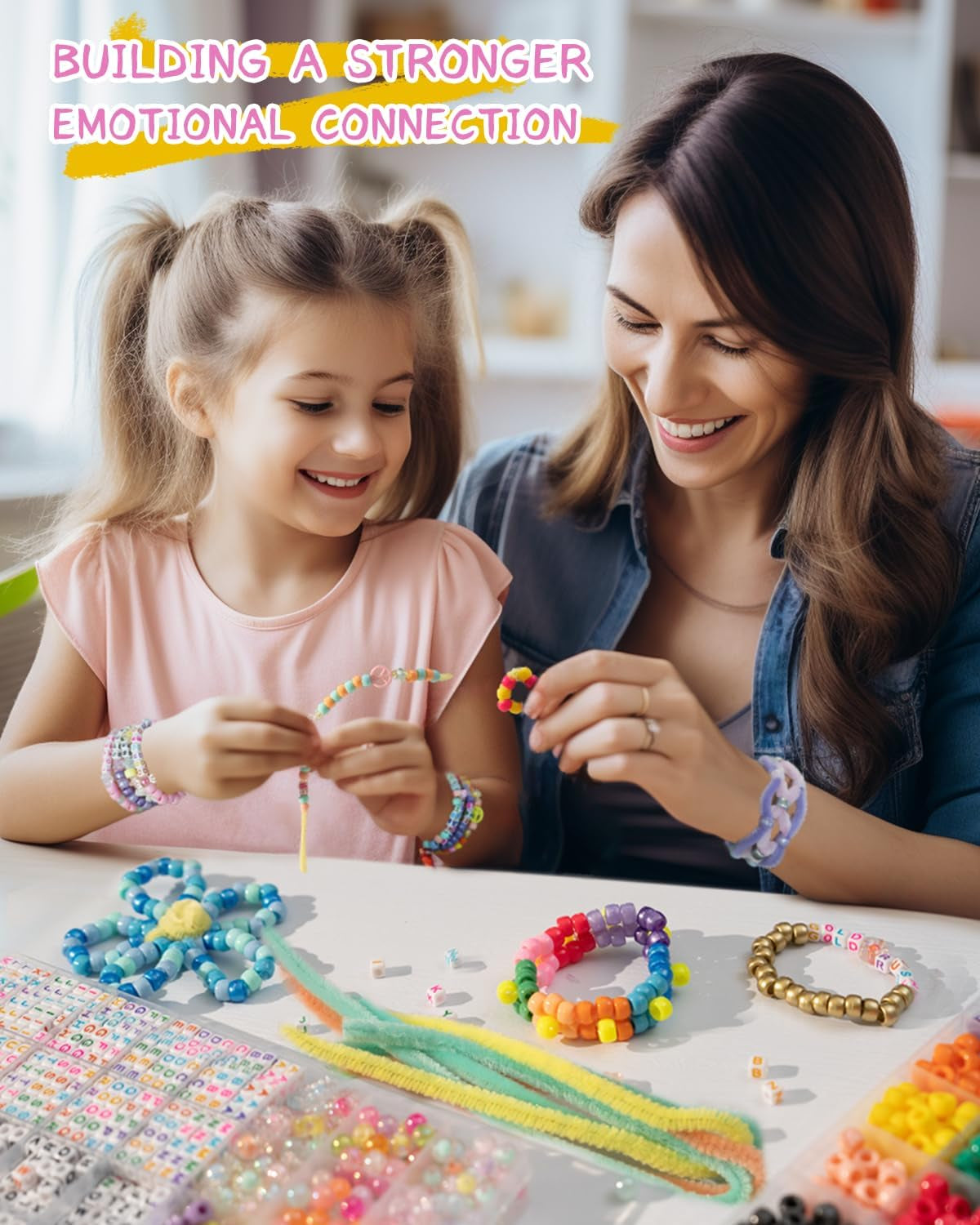 Kawaii Pony Beads Kit, Rainbow Kandi Beads and 1200Pcs Square Colorful Letter Beads, 32 Colors Plastic Craft Beads Bulk for Bracelets with 10 Beads Pipe Cleaners (Fashion Week)