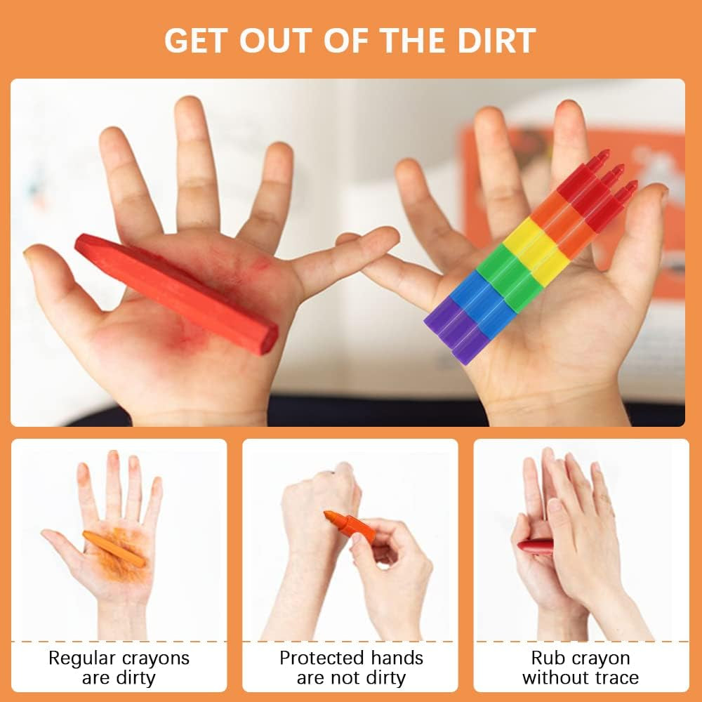 30 Pcs Stackable Crayons, Stacking Crayons Bulk, Rainbow Party Favors Mini Crayon Packs, Kids Colorful Buildable Crayon for Children Toddlers Drawing Gifts School Office Supplies, 12 Colors (30)