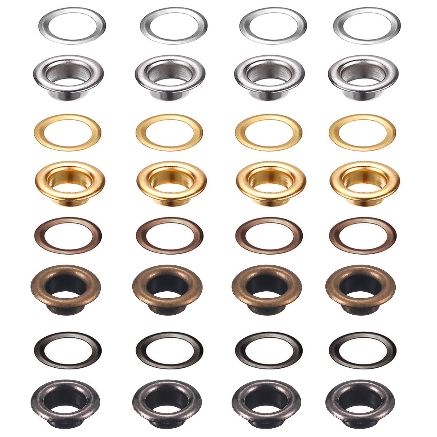 1/4 Inch Grommet Kit 200 Sets Grommets Eyelets with 3 Pieces Install Tool Kit and Box for Shoes Clothes Crafts Bag