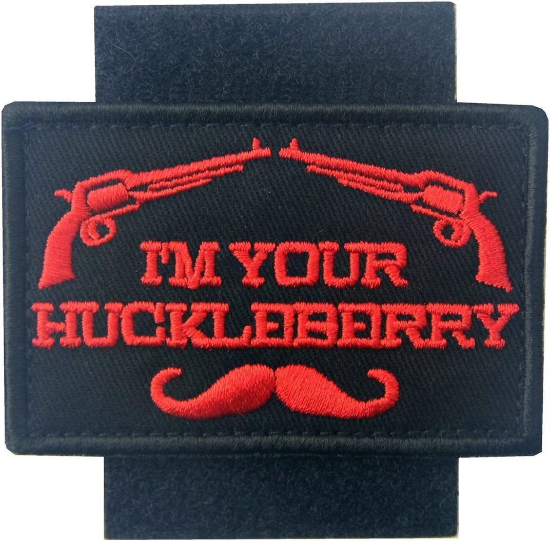 I'M Your Huckleberry Patch Embroidered Tactical Applique Army Morale Hook & Loop Emblem, Red