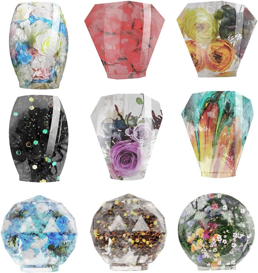 JOFAVIU 15 Pcs Resin Wine Bottle Stoppers Molds Set, Wine Stopper Silicone Molds for Epoxy Resin, Stopper Epoxy Resin Silicone Molds Set Kits (5 Molds with 10 Stoppers)